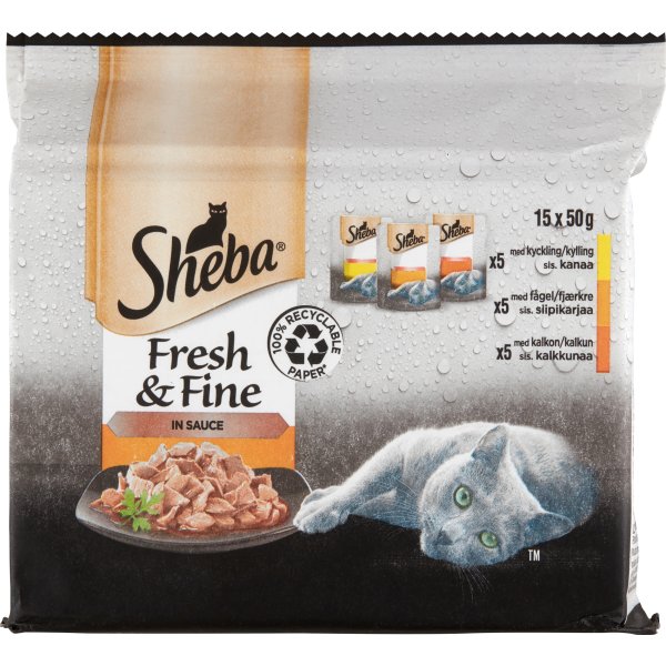 Sheba fresh&fine portionsposer, fjerkræ, 15x50g
