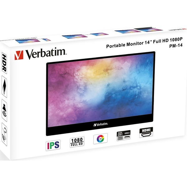 Verbatim 14” bærbar monitor, Full HD