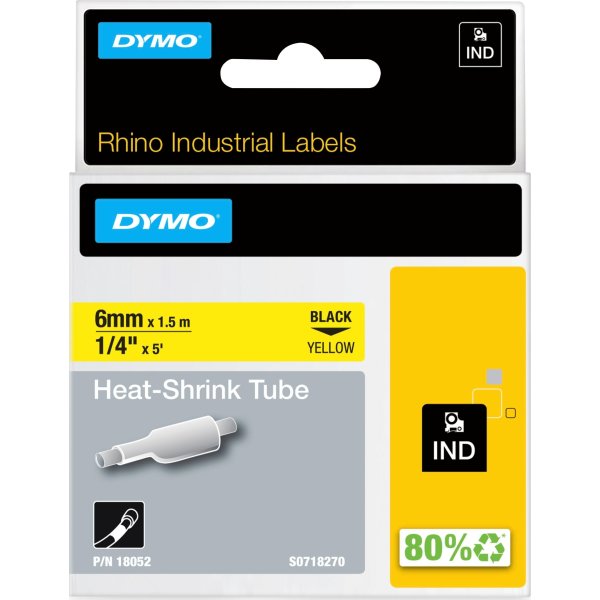 Dymo Rhinopro, 6 mm, krympeflex tape, gul