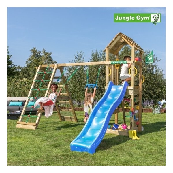 Jungle Gym Cocoon Lektorn, klättring+blå rutschk