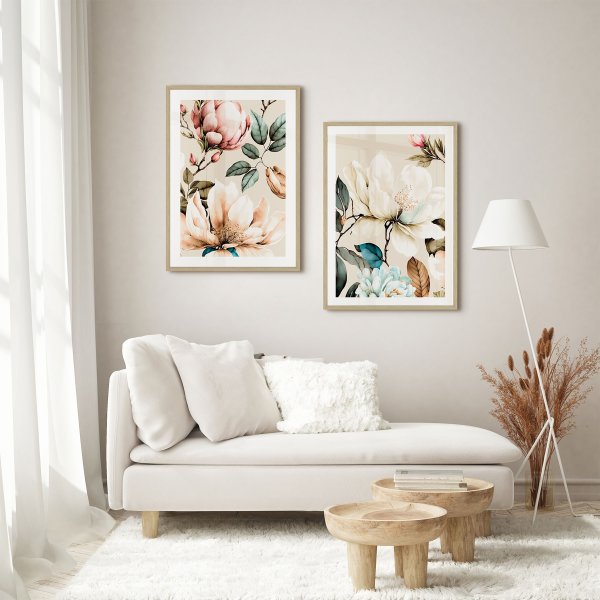Plakat Delicate Blossom, sort ramme, 30x40 cm