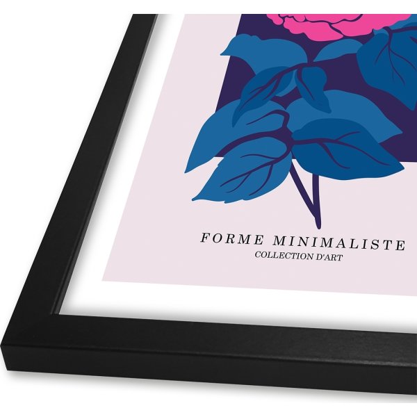 Plakat Art Oublié-Pink Flower, sort ramme, 30x40cm