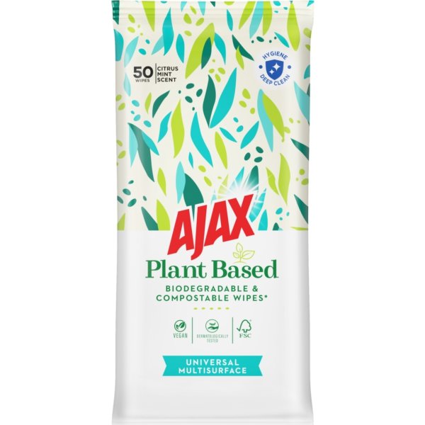 Ajax Wipes | Universal | Plantebaseret | 50 wipes