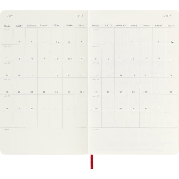 Moleskine 2024 Kalender | S | L | Note | Rød