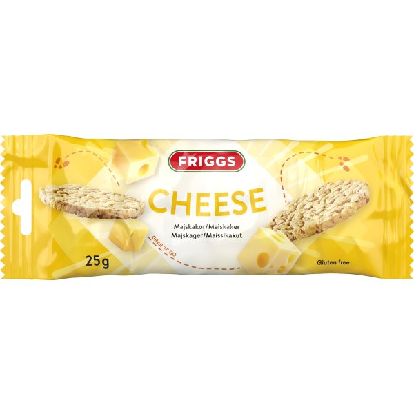 Friggs Majskiks snackpack ost, glutenfri, 25 g