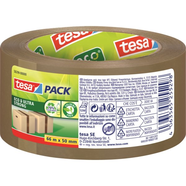 tesa ecoLogo Pakketape | US | 50mm x 66m | Brun
