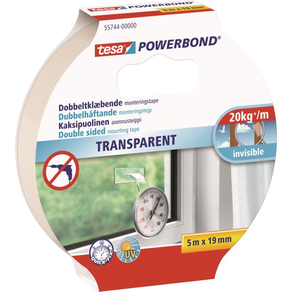 tesa Powerbond Trans. Monteringstape, 19mm x 5m