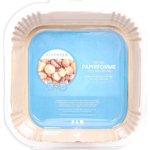 Airfryer Papirforme, Kvadratisk, 20x20 cm, 100 stk