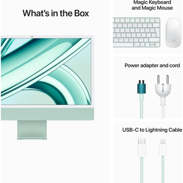 Apple iMac M3 24”, 256 GB, 8 CPU, 8 GPU, grøn