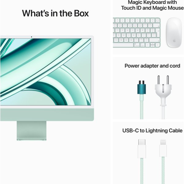Apple iMac M3 24”, 256 GB, 8 CPU, 10 GPU, grøn