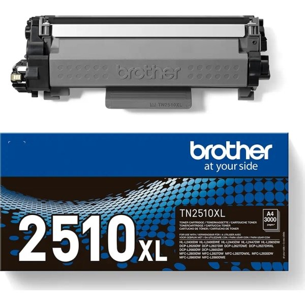 Brother TN2510XL lasertoner, sort, 3.000s.