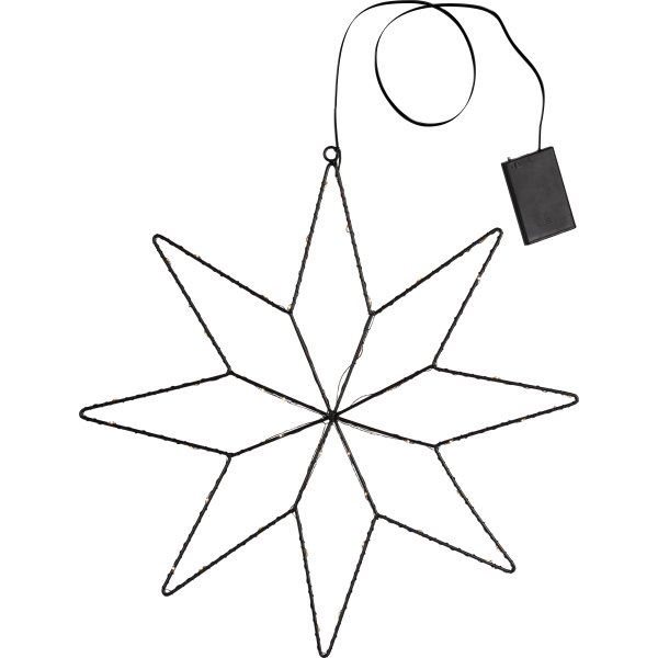 Stjerne m. 50 LED, H43 cm, sort/varm hvid