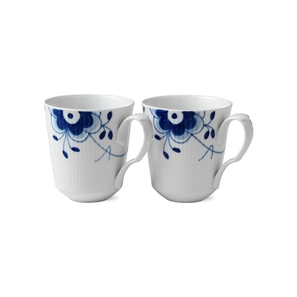 Royal Copenhagen Blå Mega Riflet Krus 38cl, 2 stk