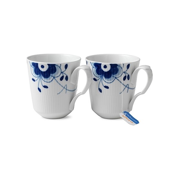 Royal Copenhagen Blå Mega Riflet Krus 38cl, 2 stk