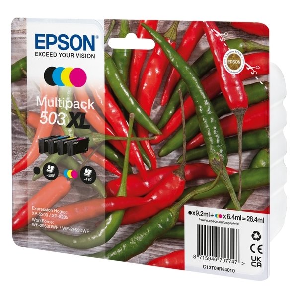 Epson T503XL blækpatroner, 4-farver, multipakke