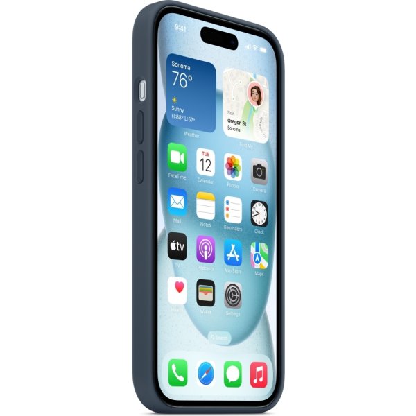 Apple iPhone 15 silikone cover m MagSafe, stormblå