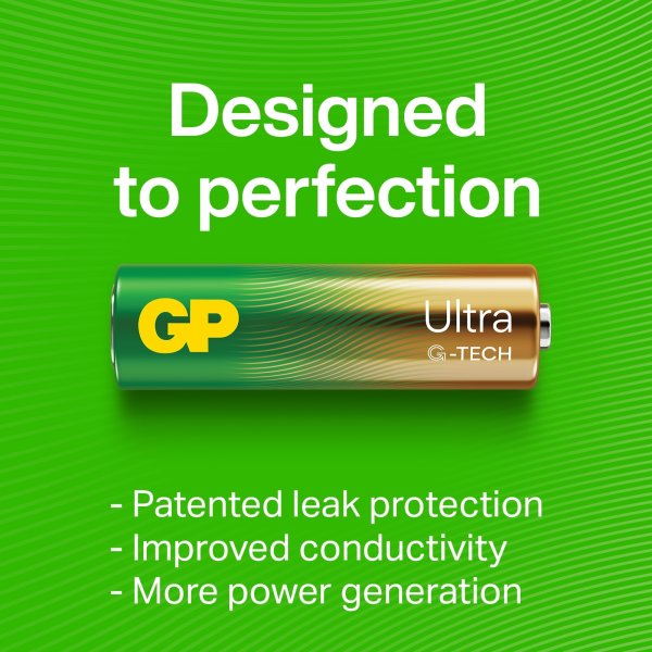 GP Ultra Alkaline AA-batteri, 15AU/LR6, 24-pak