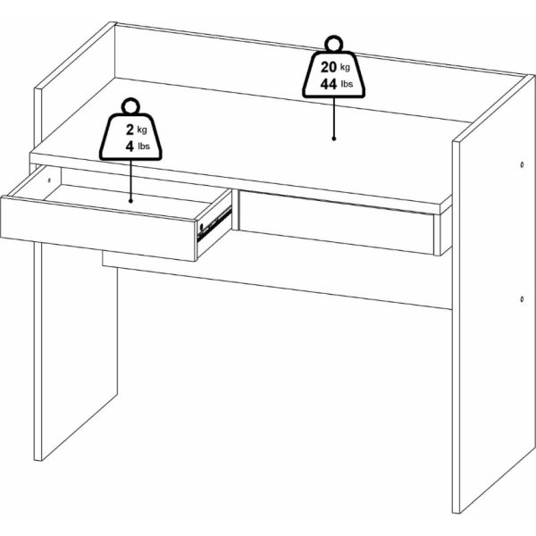 Small Officeline skrivebord, 2 skuffer, lys/hvid