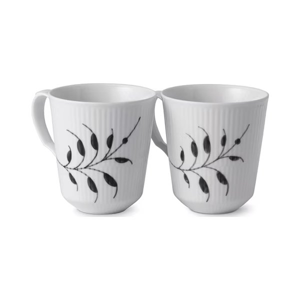 Royal Copenhagen Sort Mega Riflet Krus, 2 stk.