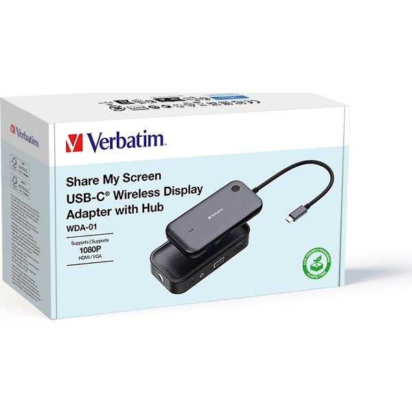 Verbatim USB-C trådløs display adapter 1080P m Hub