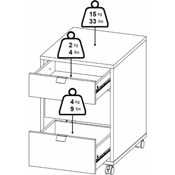Small Officeline kassette, 3 skuffer, eg/sort