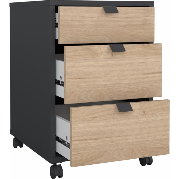 Small Officeline kassette, 3 skuffer, eg/sort
