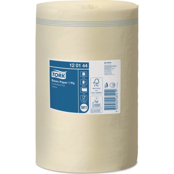 Tork M1 Basic Aftørringspapir 1-lag, Gul, 11 rl