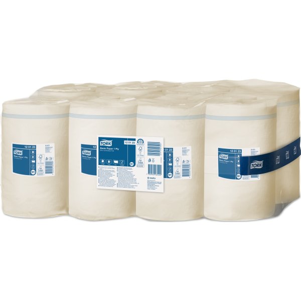 Tork M1 Basic Aftørringspapir 1-lag, Hvid, 11 rl