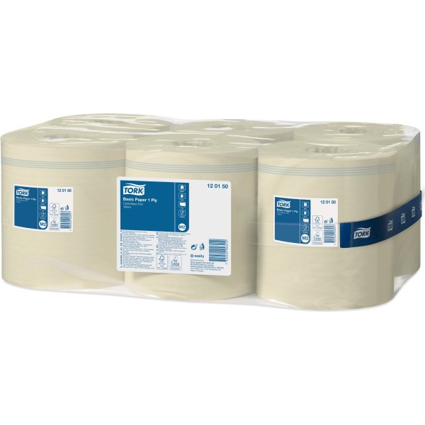 Tork M2 Basic Aftørringspapir, 1-lag, Gul, 6 rl