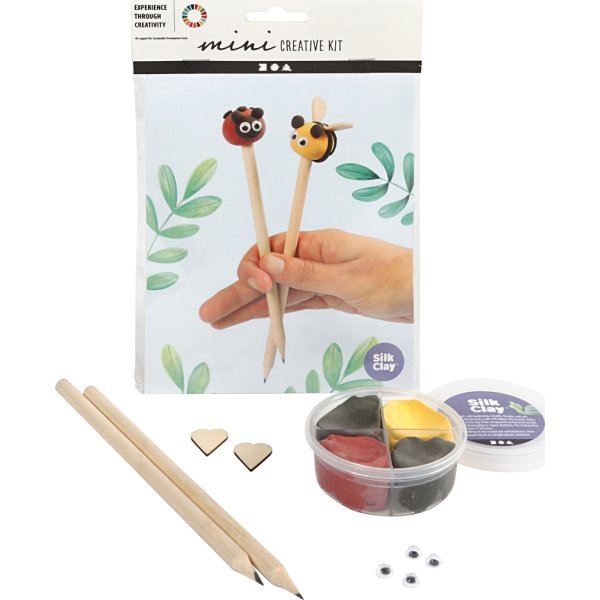 Mini DIY Kit Modellering, blyanter m/top, insekter