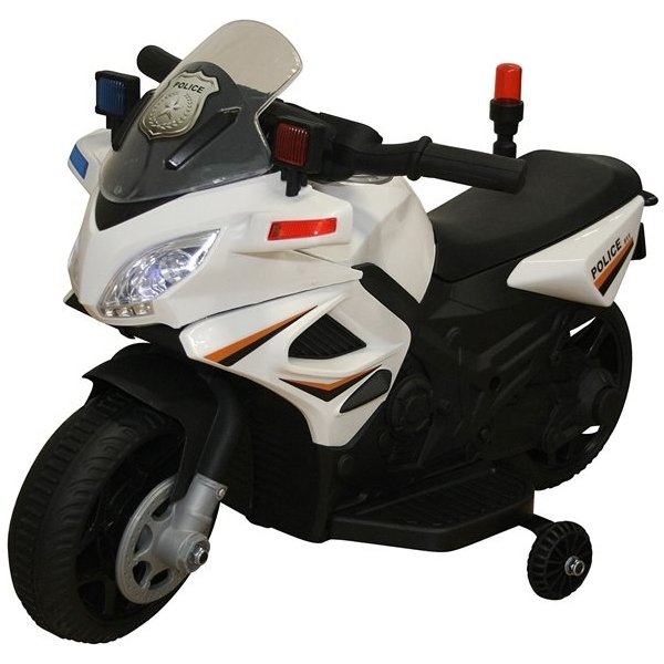 DEMO: Elbil Azeno Politi motorcykel til børn, hvid