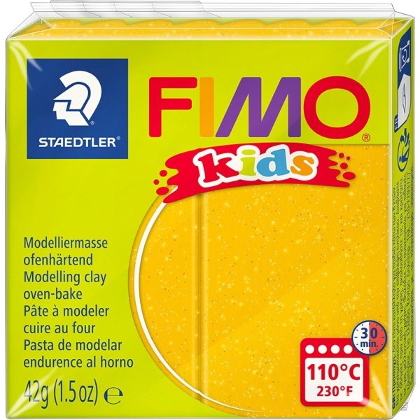 Fimo Kids Ler | 42g | Guld glitter