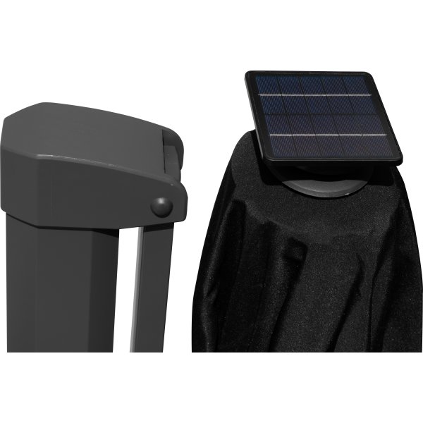 Hängparasoll 3,5x3,5m,fot,med hjul,lock,LED,svart
