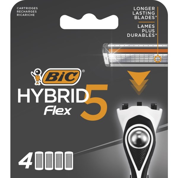 BiC HybridFlex 5 Barberblade, 4 refills