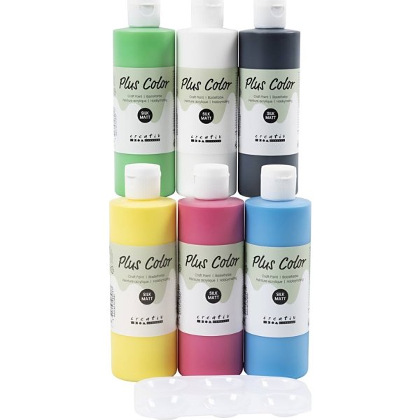 Plus Color Hobbymaling | 6x250 ml | Primærfarver
