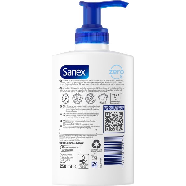 Sanex Håndsæbe | Zero% | 250 ml