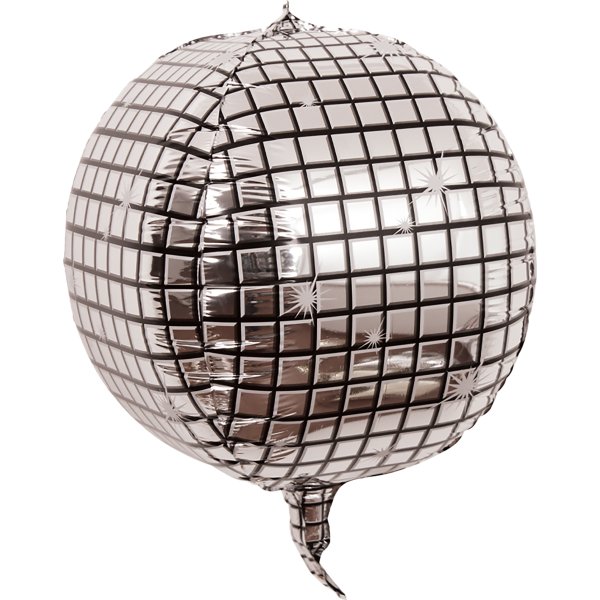 Ballon, folie, sølv discokugle, 55 cm, 1 stk.