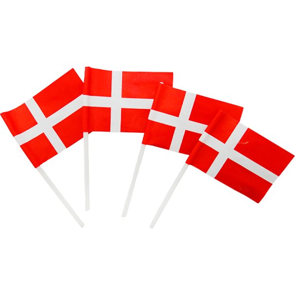 Kageflag på plastpind, Dannebrog, H7 cm, 50 stk.