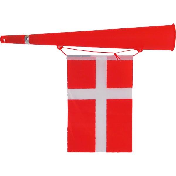 Trut horn med flag, Dannebrog, 36 cm.