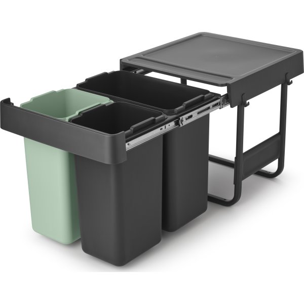 Brabantia Sort&Go, inbyggd, 10+10+20 L, grå/grön