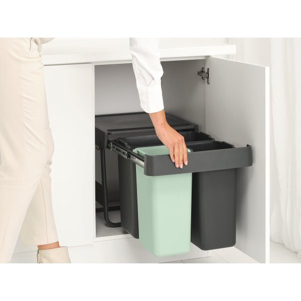 Brabantia Sort&Go, inbyggd, 10+10+20 L, grå/grön