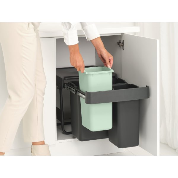 Brabantia Sort&Go, inbyggd, 10+10+20 L, grå/grön