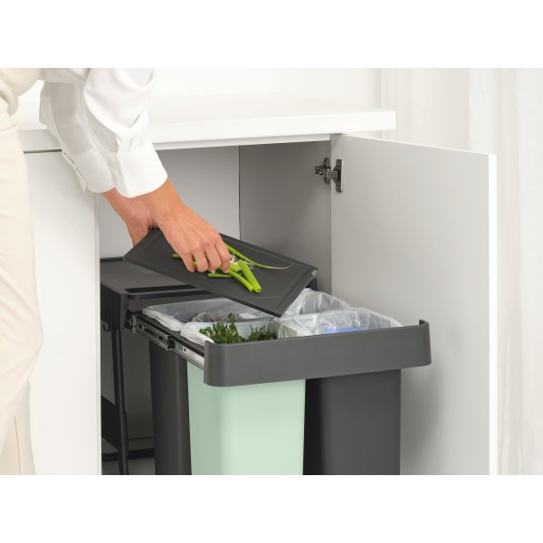 Brabantia Sort&Go, inbyggd, 10+10+20 L, grå/grön