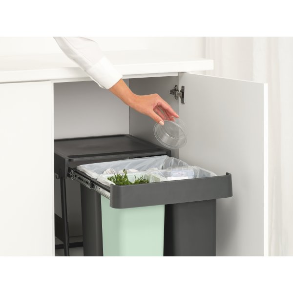 Brabantia Sort&Go, inbyggd, 10+10+20 L, grå/grön