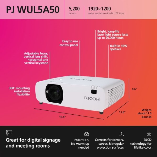 Ricoh PJ WUL5A50 WUXGA Projektor