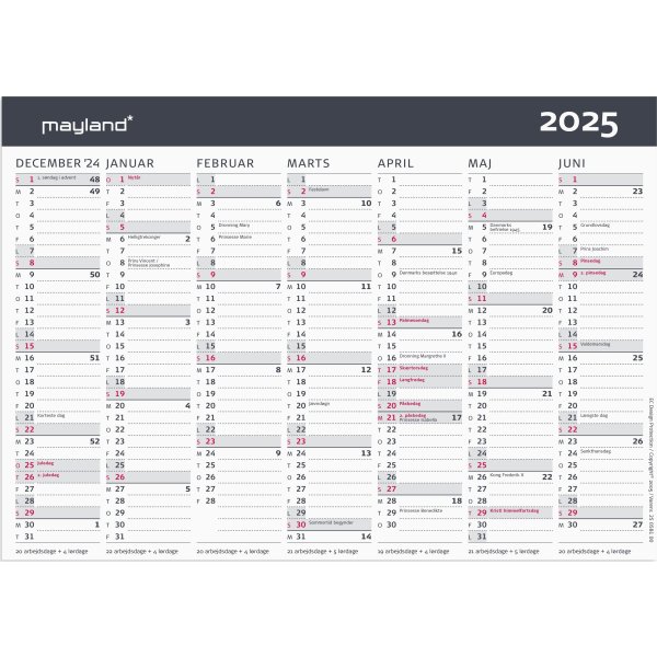 Mayland 2025 Kontor Bordkalender, A5
