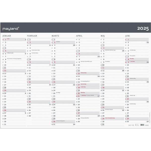 Mayland 2025 Moderne Kæmpekalender, 2x6 mdr.