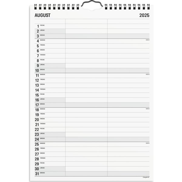 Mayland 2025 Black/White Familiekalender, 2 kol.