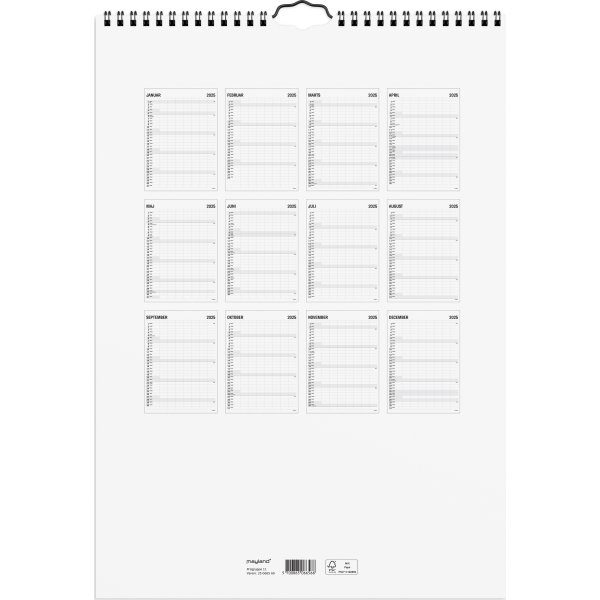 Mayland 2025 Black/White Familiekalender, 7 kol.