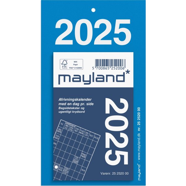 Mayland 2025 Afrivningskalender, 6x9 cm